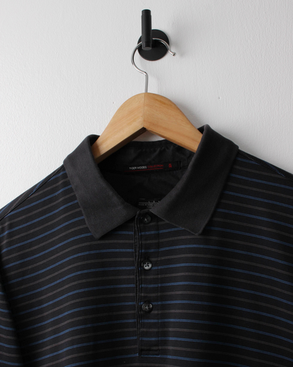 00s Nike Tiger Woods Black & Blue Striped Polo (L)