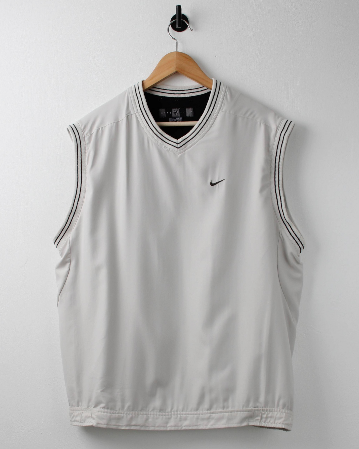 00s Nike Shield Logo White Windbreaker Golf Vest (L)