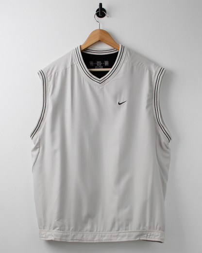 00s Nike Shield Logo White Windbreaker Golf Vest (L)