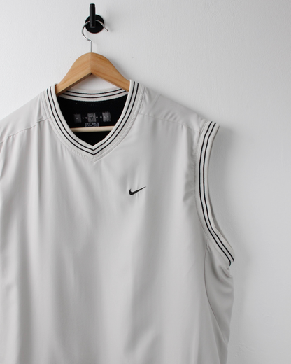00s Nike Shield Logo White Windbreaker Golf Vest (L)