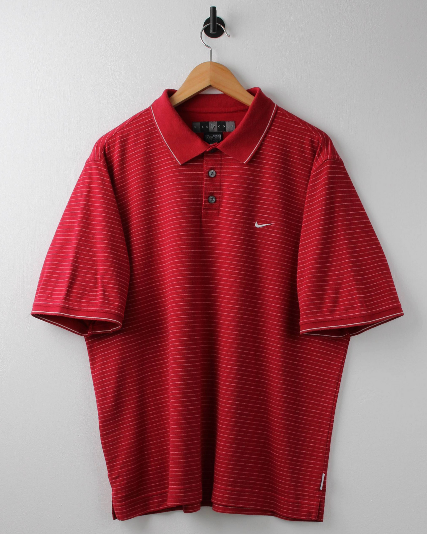 00s Nike Red & White Striped Polo (L)