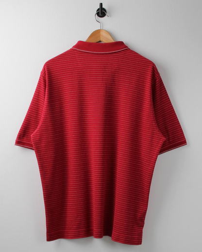 00s Nike Red & White Striped Polo (L)