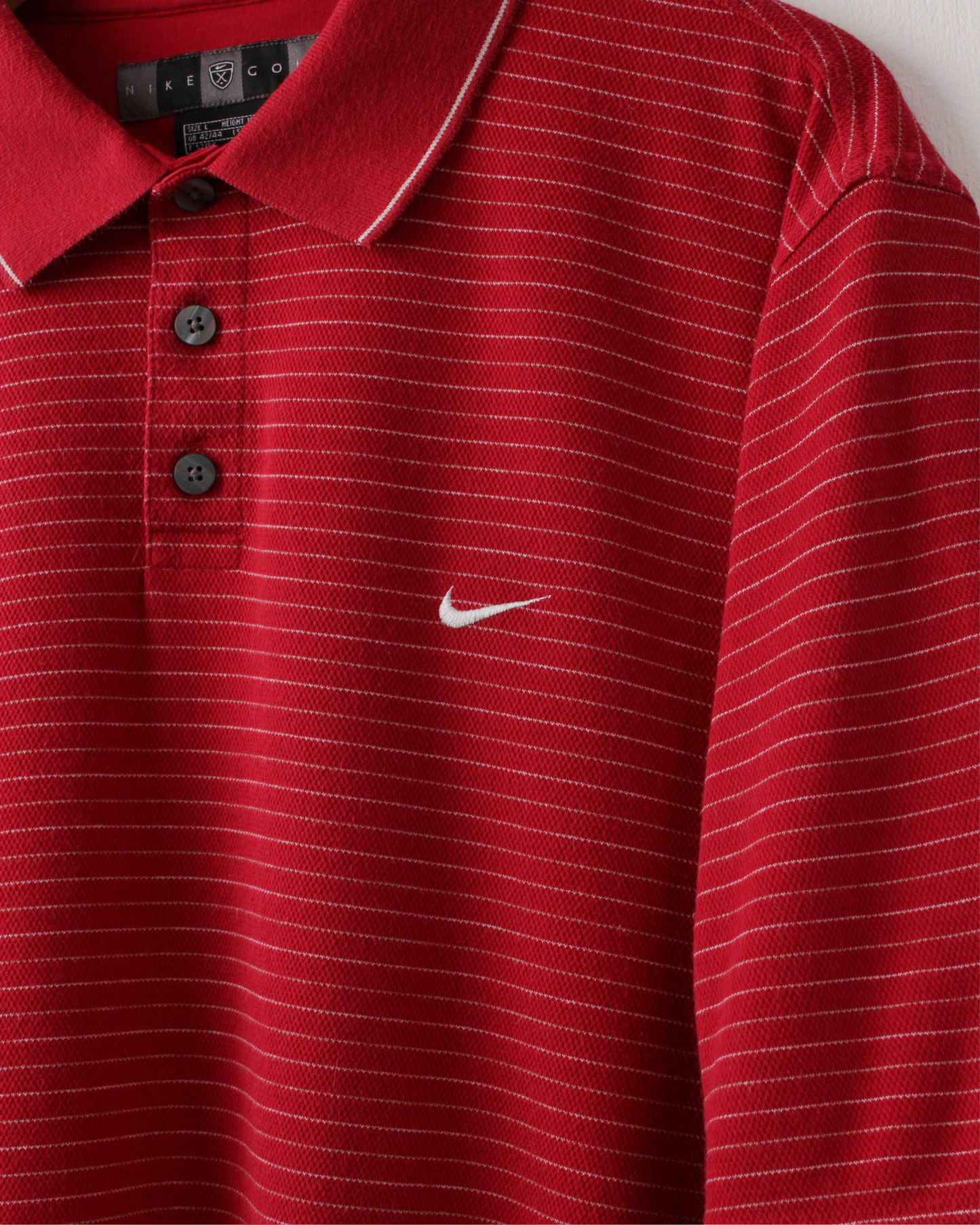 00s Nike Red & White Striped Polo (L)
