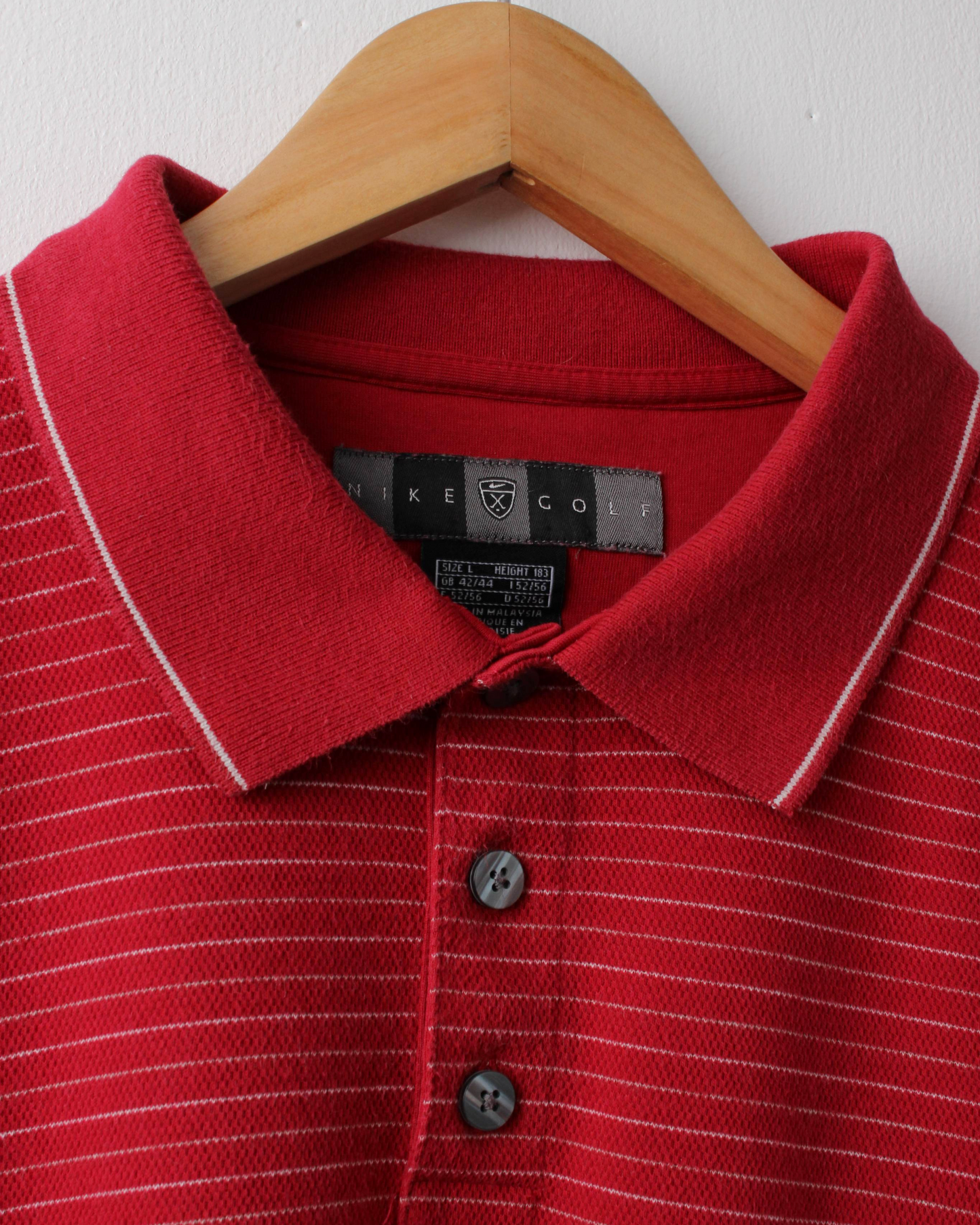 00s Nike Red & White Striped Polo (L)