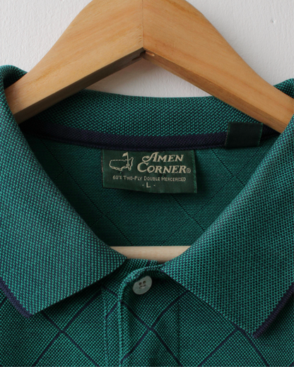 90s Masters Amen Corner Green Diamond Pattern Polo (L)