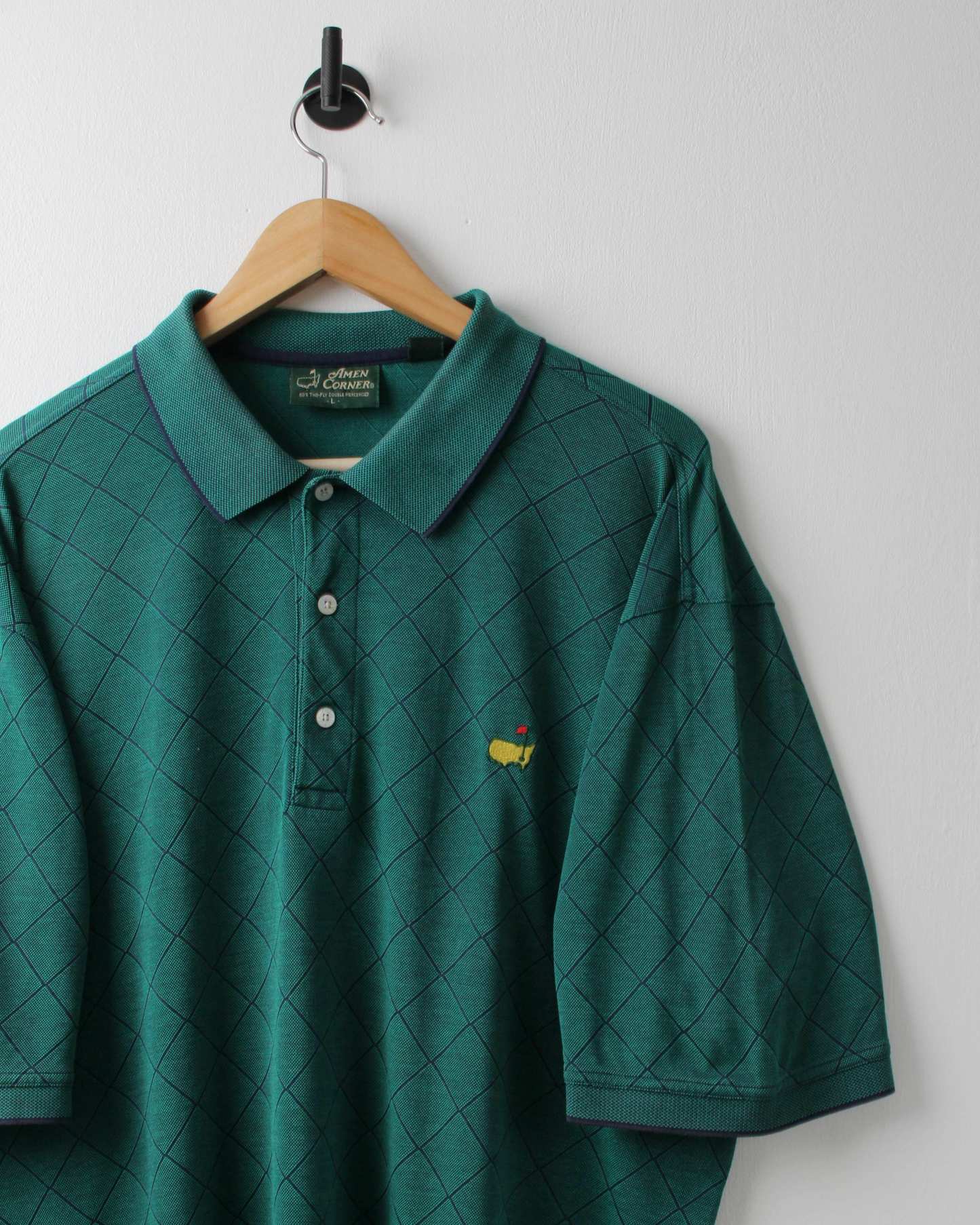 90s Masters Amen Corner Green Diamond Pattern Polo (L)
