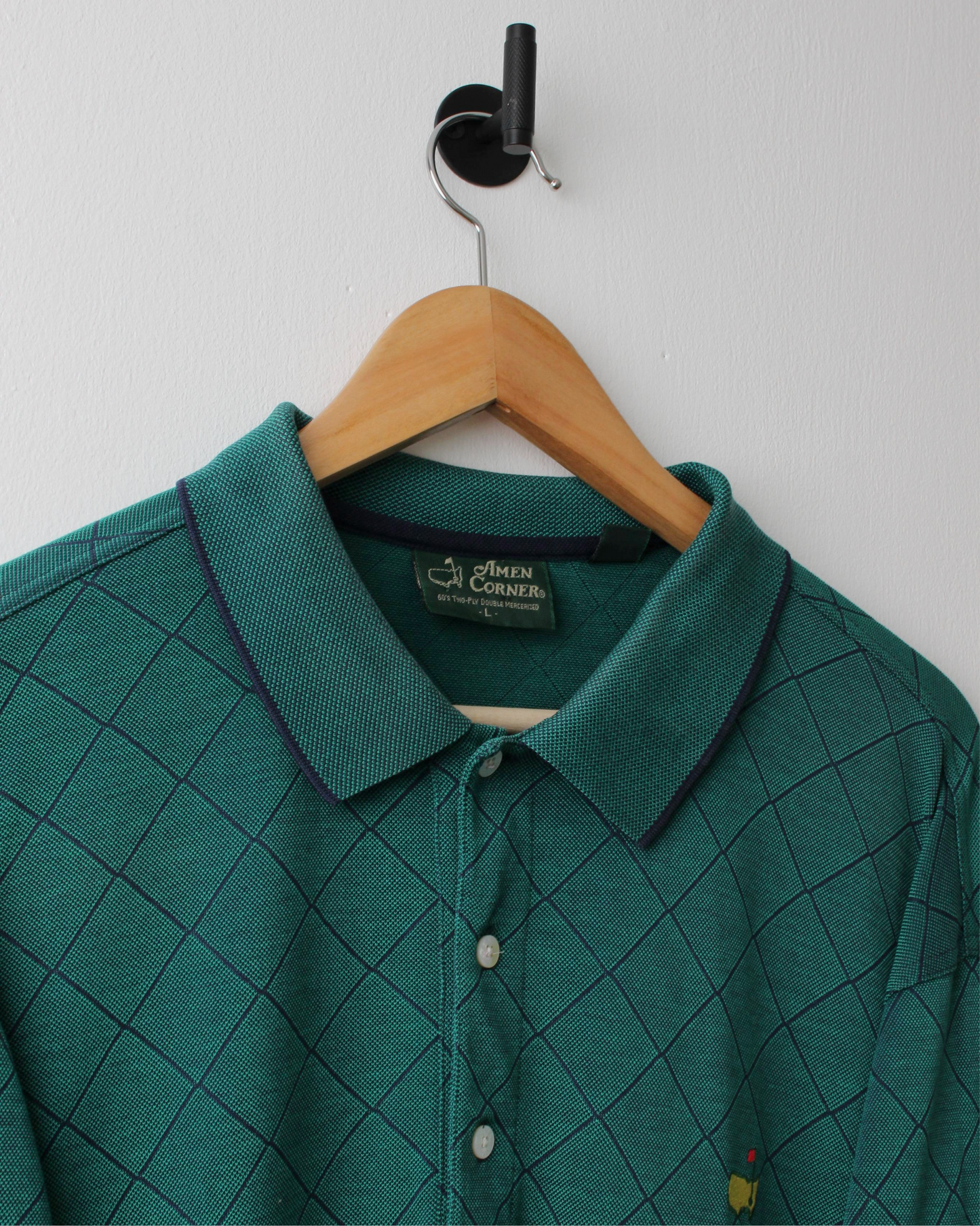 90s Masters Amen Corner Green Diamond Pattern Polo (L)