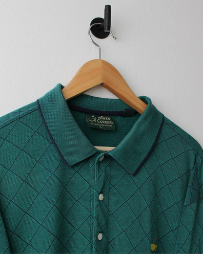 90s Masters Amen Corner Green Diamond Pattern Polo (L)