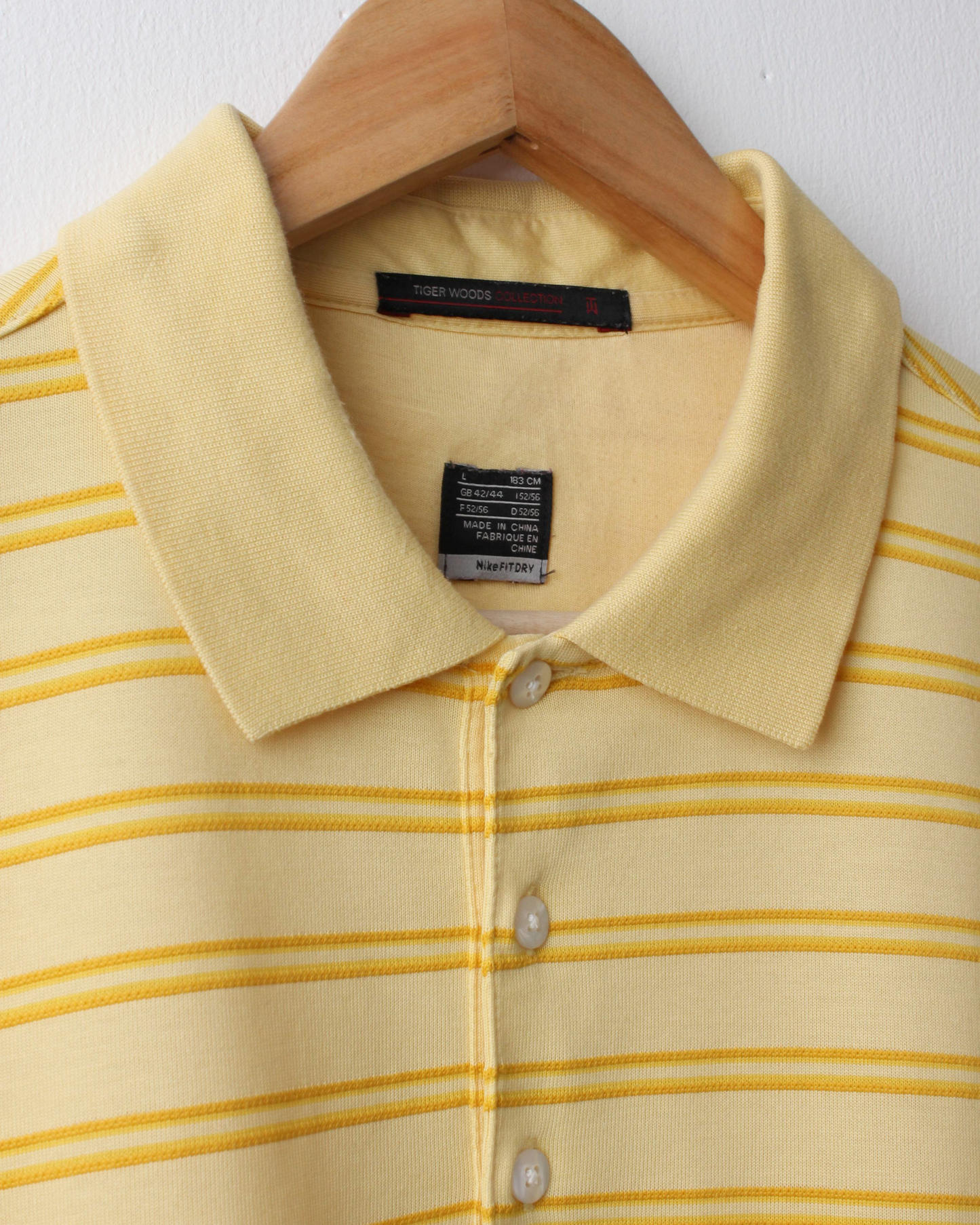 00s Nike Tiger Woods Yellow Striped Polo (L)