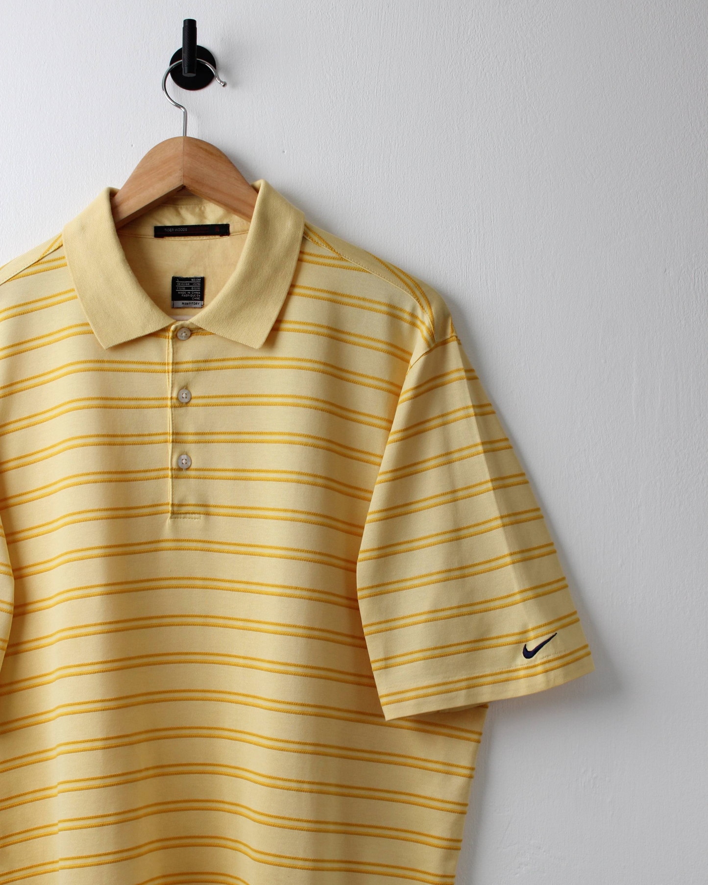00s Nike Tiger Woods Yellow Striped Polo (L)