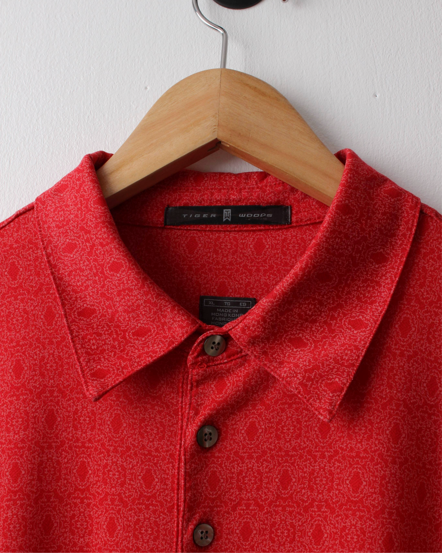 00s Nike Tiger Woods Red Patterned Polo (XL)