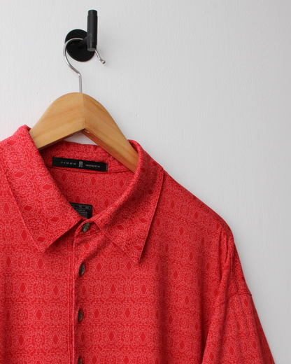 00s Nike Tiger Woods Red Patterned Polo (XL)