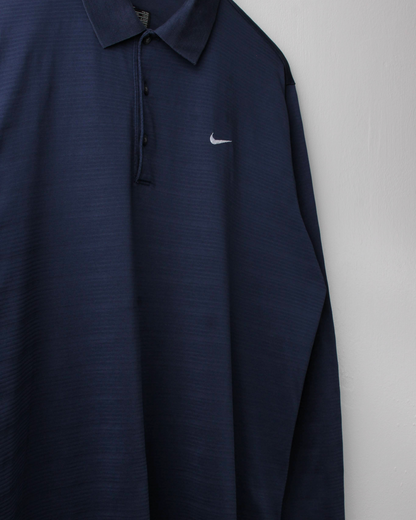 00s Nike Tiger Woods Navy Long Sleeve Polo (M)
