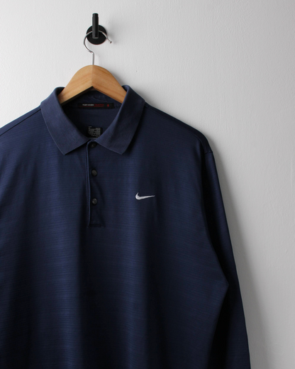 00s Nike Tiger Woods Navy Long Sleeve Polo (M)