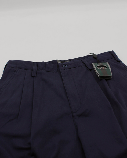00s Nike Baggy Navy Pleated Trousers with Tags (32W 30L)