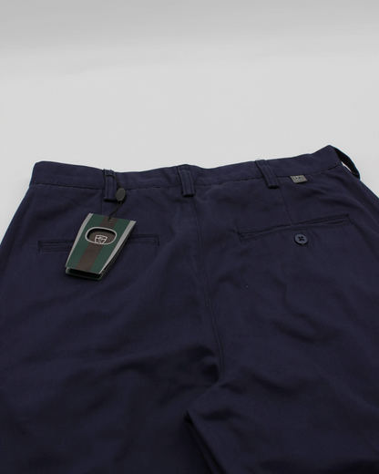 00s Nike Baggy Navy Pleated Trousers with Tags (32W 30L)
