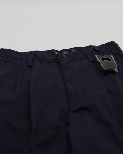 00s Nike Baggy Navy Pleated Trousers with Tags (32W 32L)