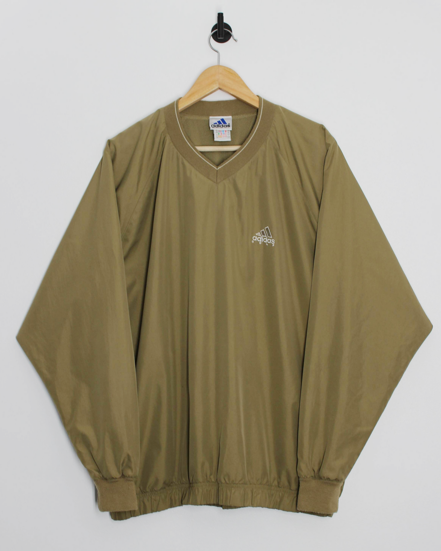 00s Adidas Golf Khaki V-Neck Windbreaker (L)