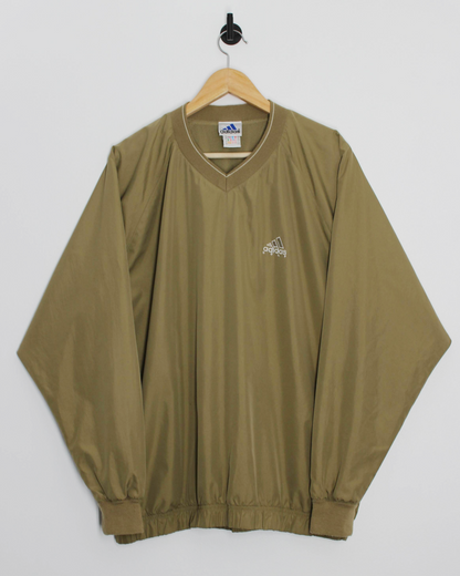 00s Adidas Golf Khaki V-Neck Windbreaker (L)