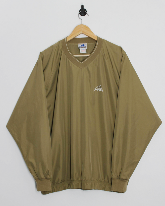 00s Adidas Golf Khaki V-Neck Windbreaker (L)