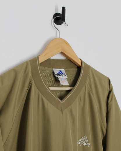 00s Adidas Golf Khaki V-Neck Windbreaker (L)