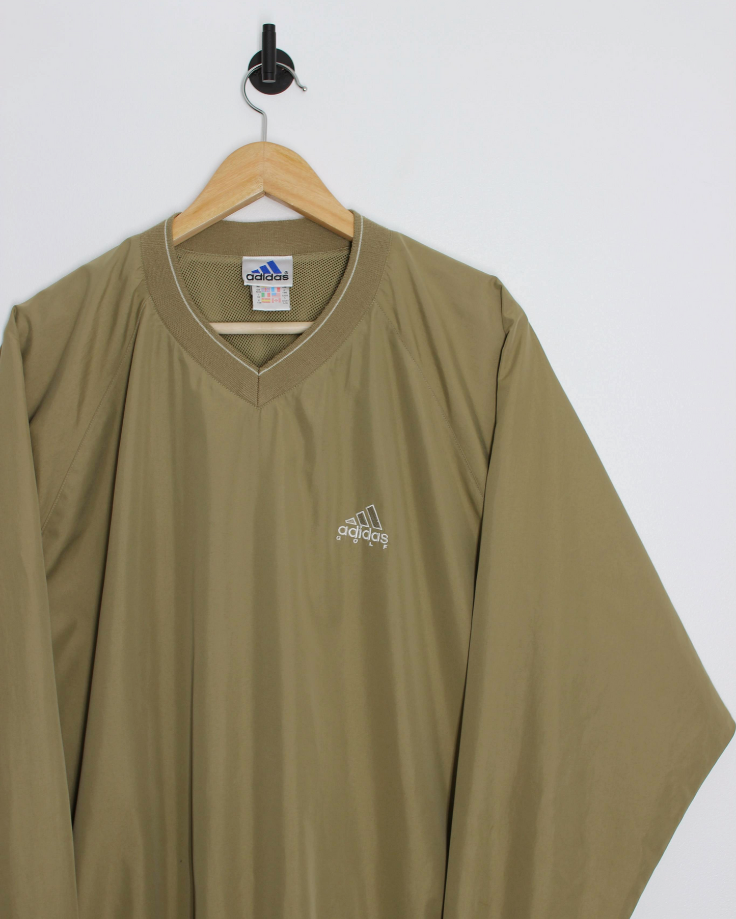 00s Adidas Golf Khaki V-Neck Windbreaker (L)