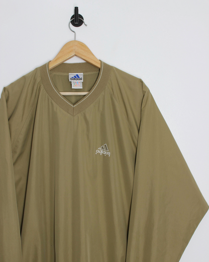 00s Adidas Golf Khaki V-Neck Windbreaker (L)