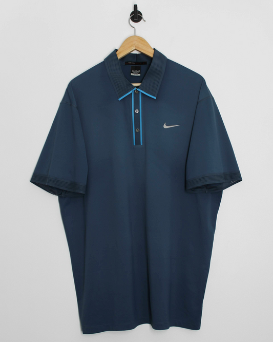 00s Nike Tiger Woods Blue Dri-Fit Polo-Shirt (XL)