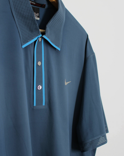 00s Nike Tiger Woods Blue Dri-Fit Polo-Shirt (XL)