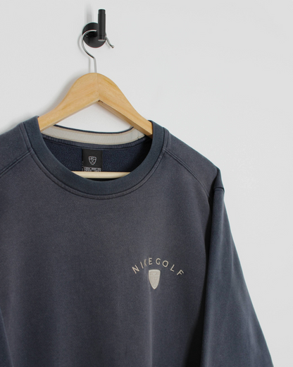 00s Nike Shield Logo Navy Crewneck Sweatshirt (M)