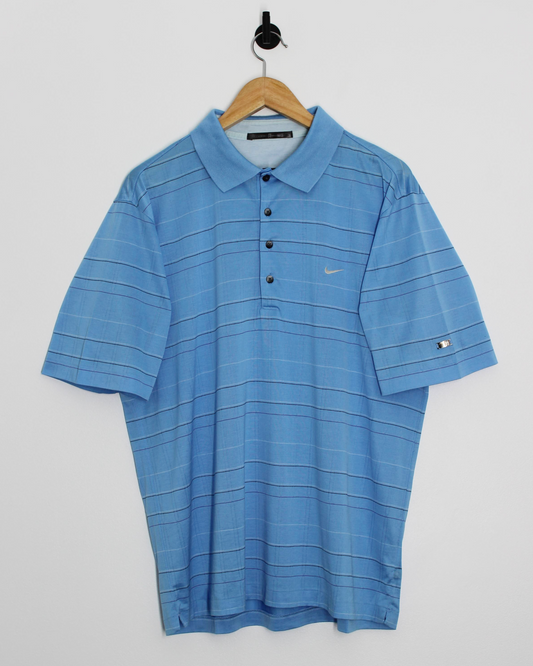 Nike Tiger Woods Light Blue Striped Polo-Shirt (L)