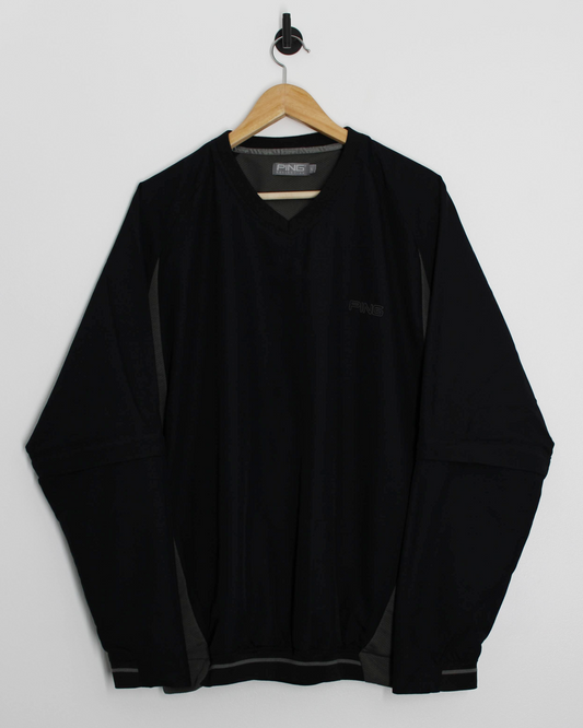 Modern Ping Black Windbreaker with Removable Sleeves (L)