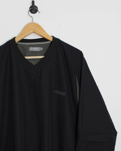 Modern Ping Black Windbreaker with Removable Sleeves (L)