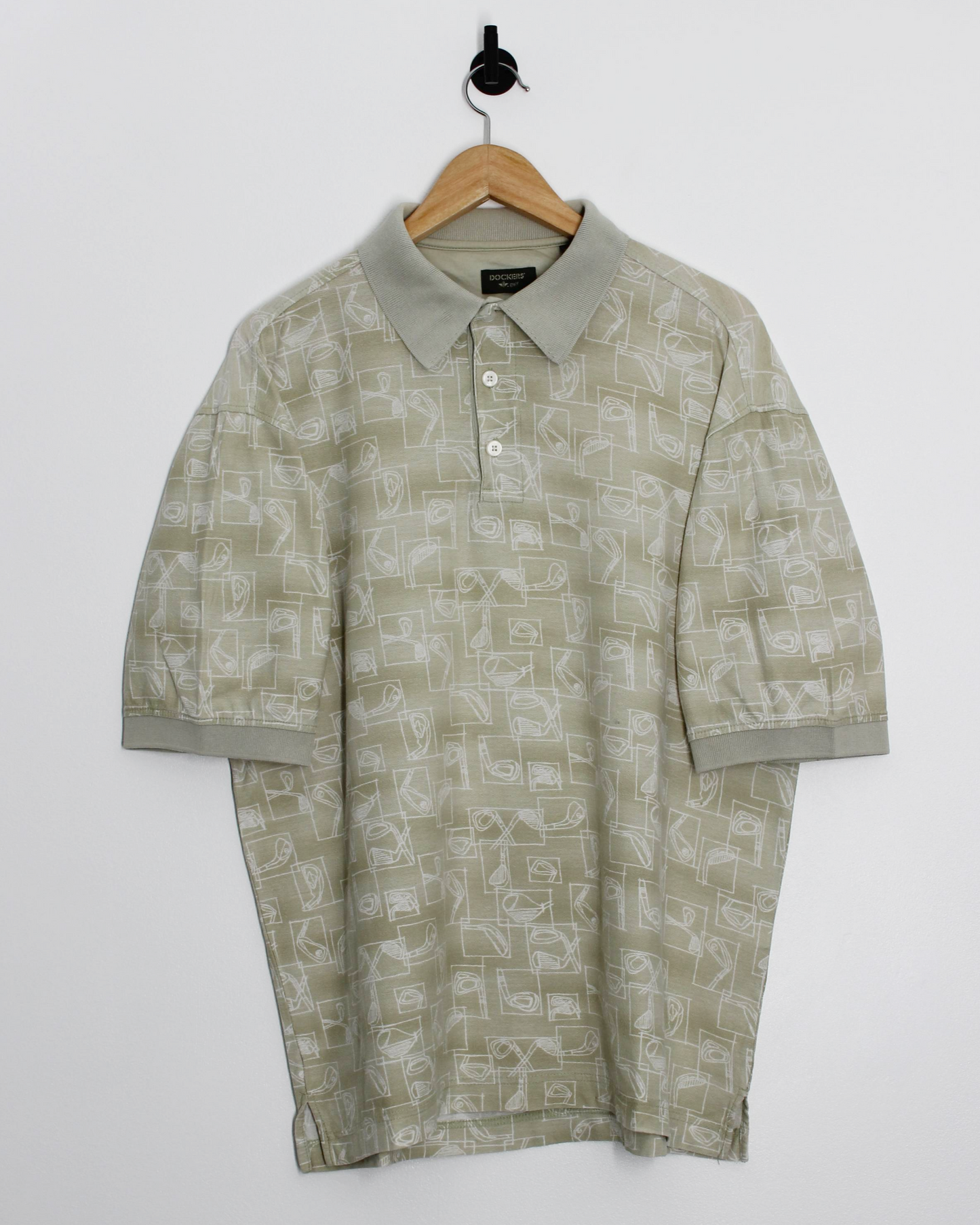 90s Dockers Abstract Golf Club Illustrations Polo-Shirt (M)