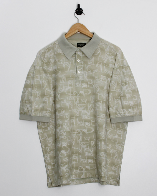 90s Dockers Abstract Golf Club Illustrations Polo-Shirt (M)