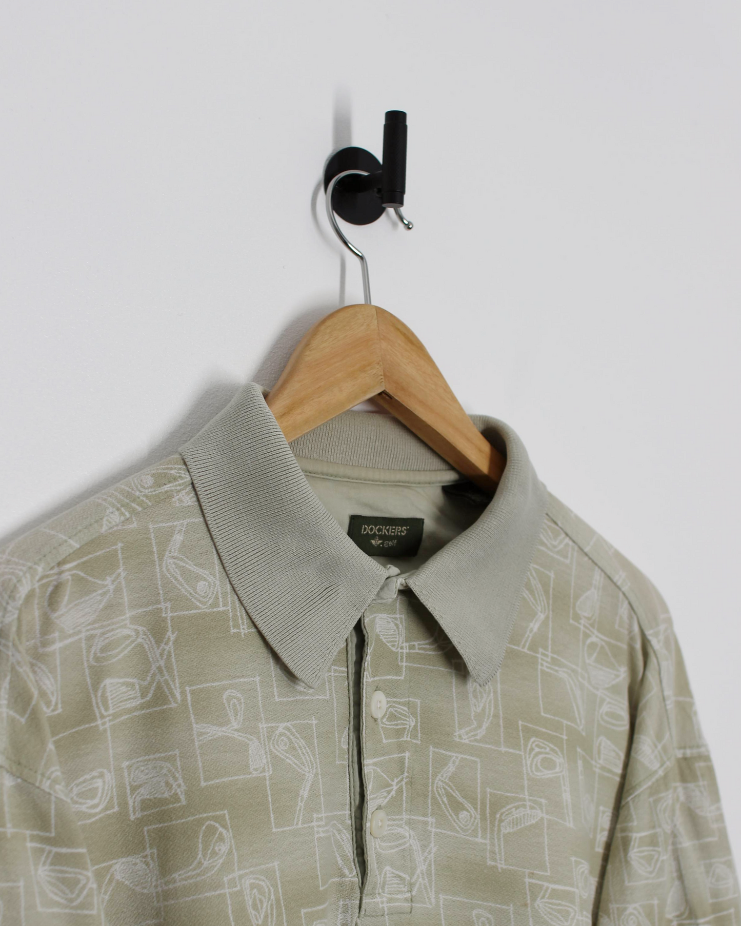 90s Dockers Abstract Golf Club Illustrations Polo-Shirt (M)