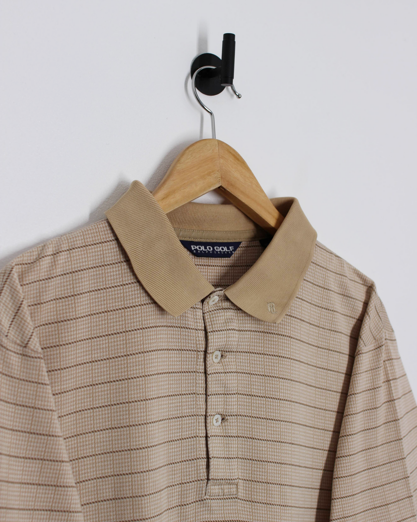 90s Ralph Lauren Abstract Beige Polo-Shirt (L)