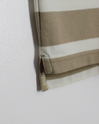 90s Wilson Beige/White Striped Polo-Shirt (XL)