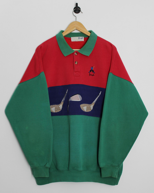 90s Pringle Nick Faldo Long Sleeve Cotton Polo-Shirt (XL)