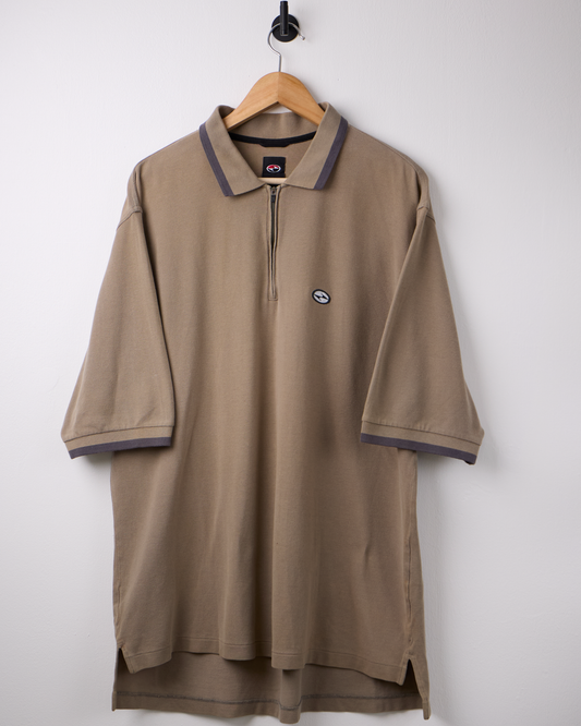 90s Nike Tiger Woods Yin Yang Brown Zipped Polo (XL)