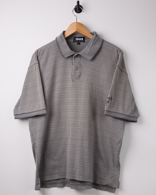 90s Ashworth Grey Patterned Polo (M)