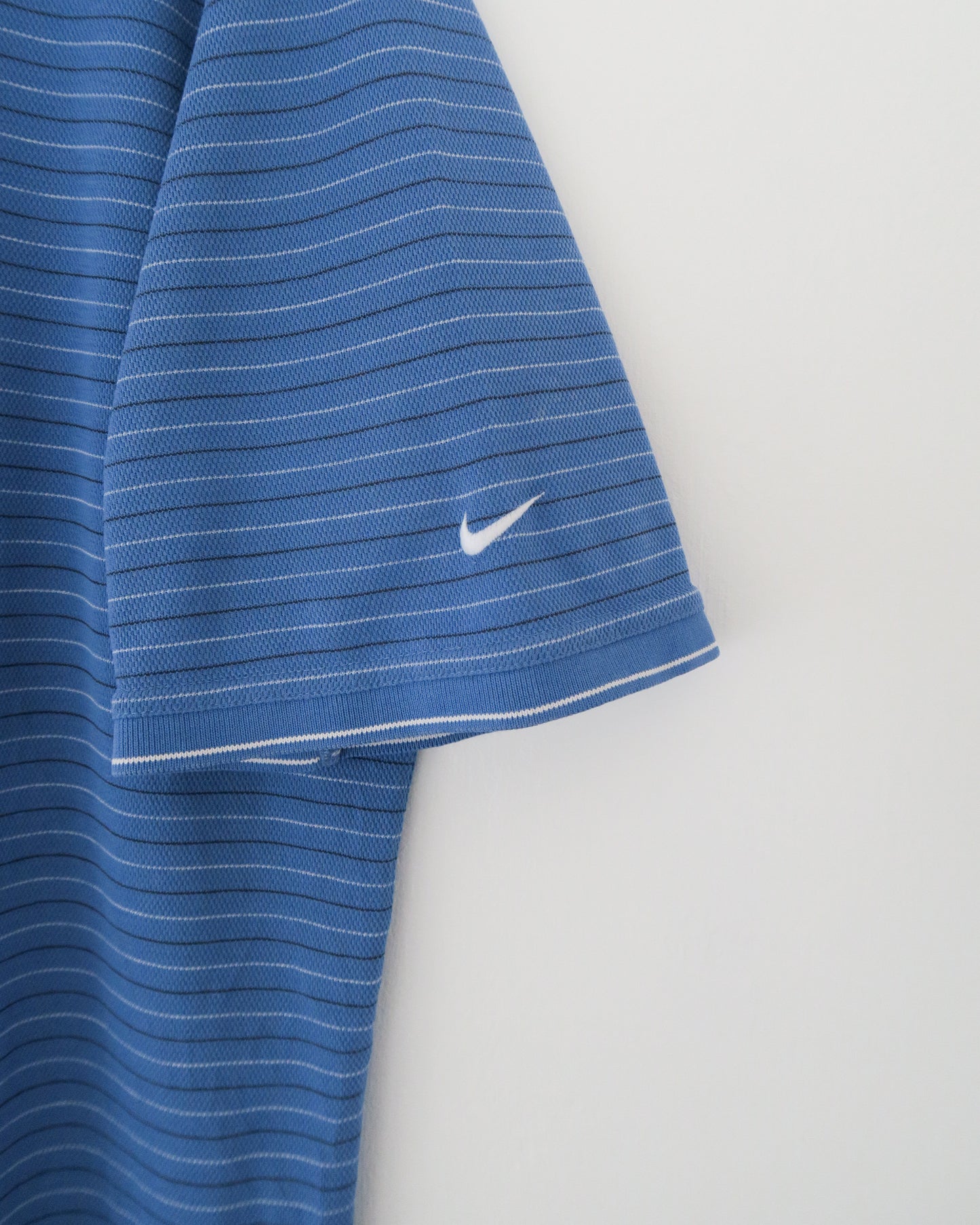 00s Nike Blue Striped Polo (M)