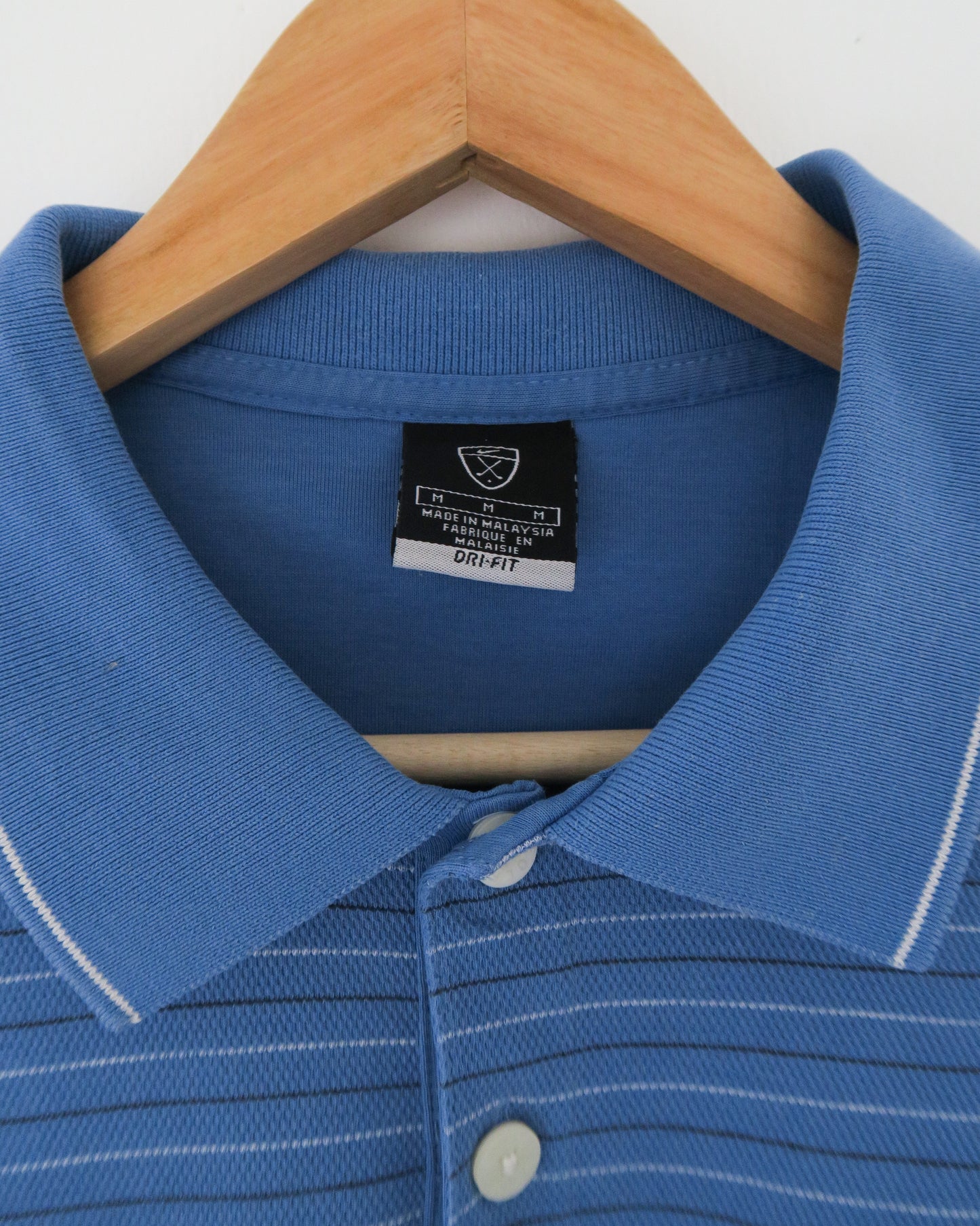00s Nike Blue Striped Polo (M)