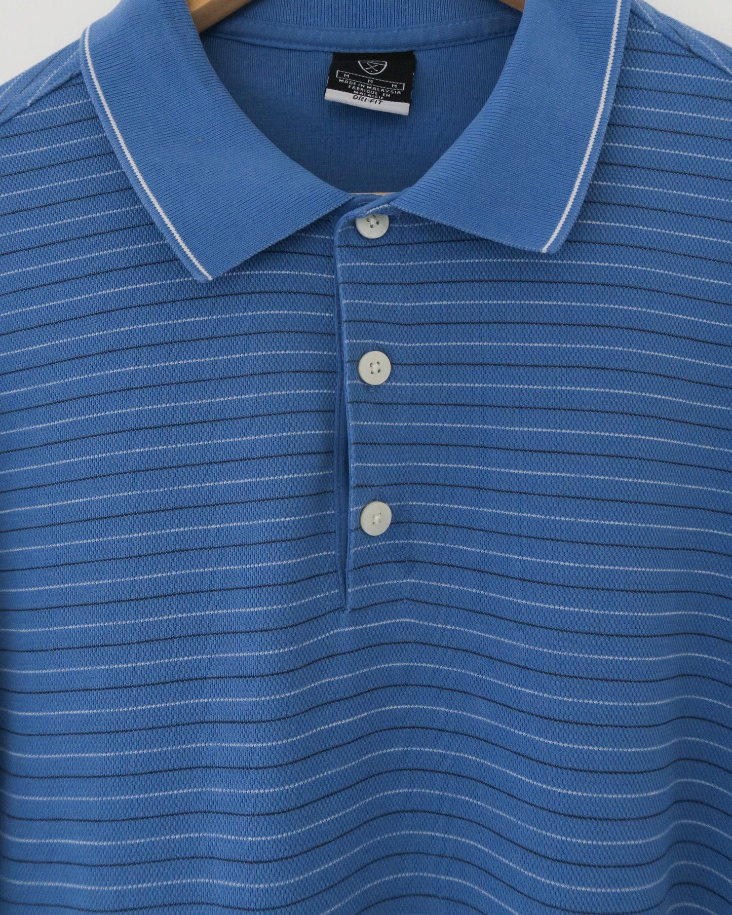 00s Nike Blue Striped Polo (M)
