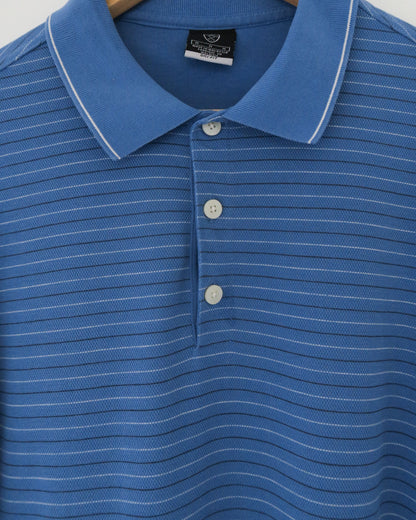 00s Nike Blue Striped Polo (M)