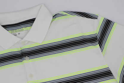 Nike White/Yellow/Black Striped Polo-Shirt (L) - Generation Mulligan