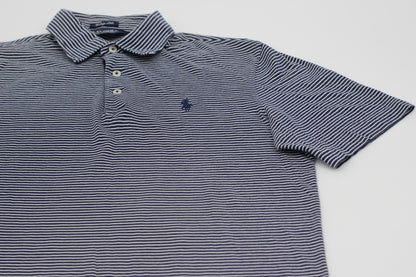 Polo Ralph Lauren Navy/White Striped Golf Polo-Shirt (S)