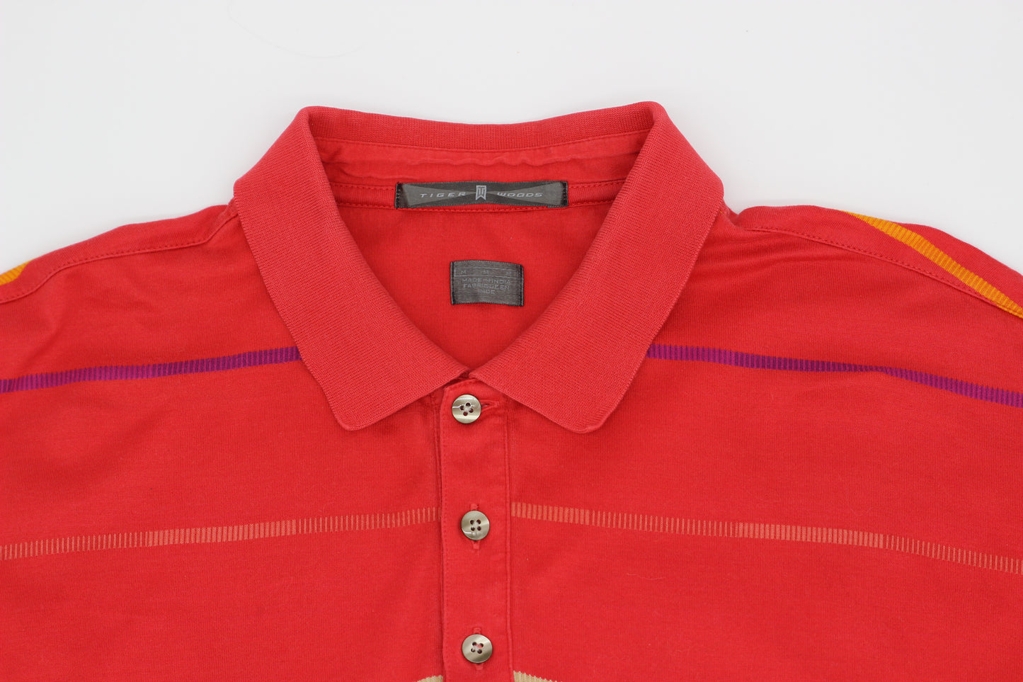 Nike Tiger Woods Red/Multicolour Striped Polo-Shirt (M)