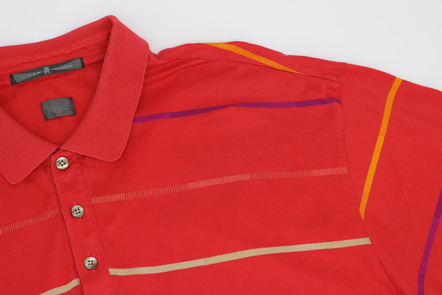 Nike Tiger Woods Red/Multicolour Striped Polo-Shirt (M)