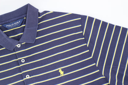 Polo Ralph Lauren Navy/Yellow Striped Polo-Shirt (M) - Generation Mulligan